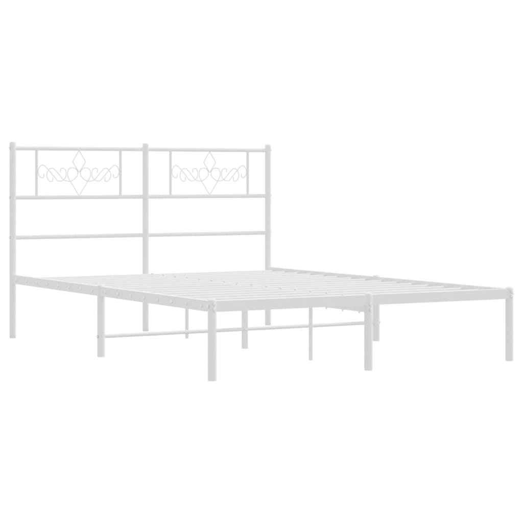 Vidaxl bedframe met hoofdbord metaal wit 120x190 cm