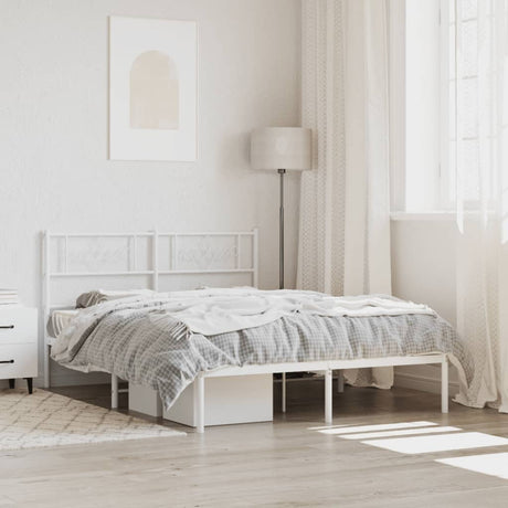 Vidaxl bedframe met hoofdbord metaal wit 120x200 cm