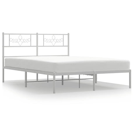 Vidaxl bedframe met hoofdbord metaal wit 140x190 cm