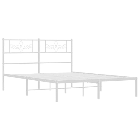 Vidaxl bedframe met hoofdbord metaal wit 150x200 cm