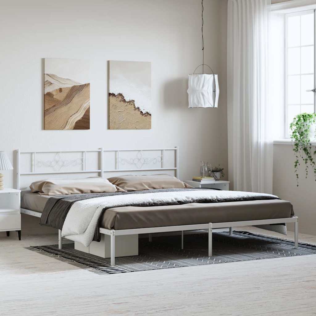 Vidaxl bedframe met hoofdbord metaal wit 183x213 cm