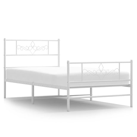 Vidaxl bedframe met hoofd- en voeteneinde metaal wit 75x190 cm