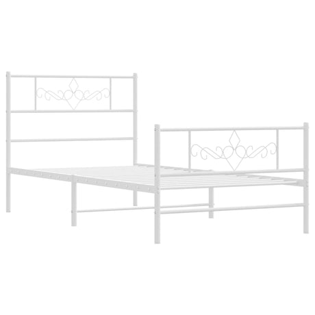 Vidaxl bedframe met hoofd- en voeteneinde metaal wit 75x190 cm
