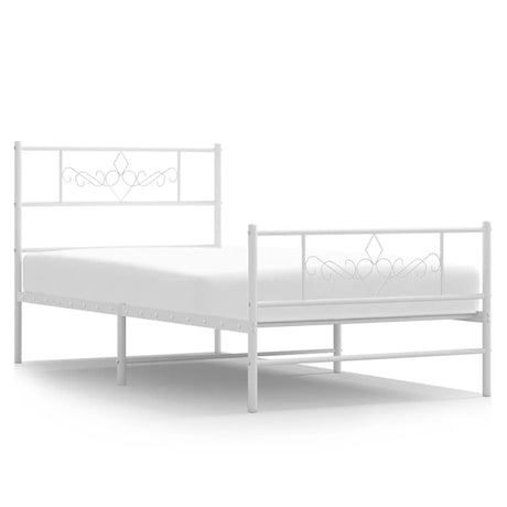 Vidaxl bedframe met hoofd- en voeteneinde metaal wit 100x200 cm