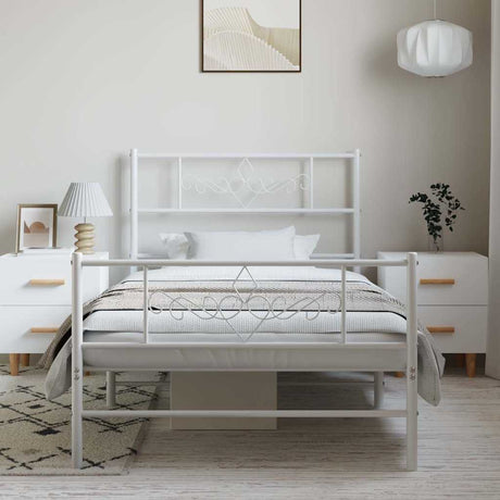 Vidaxl bedframe met hoofd- en voeteneinde metaal wit 100x200 cm
