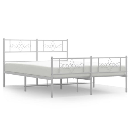 Vidaxl bedframe met hoofd- en voeteneinde metaal wit 120 x 190 cm