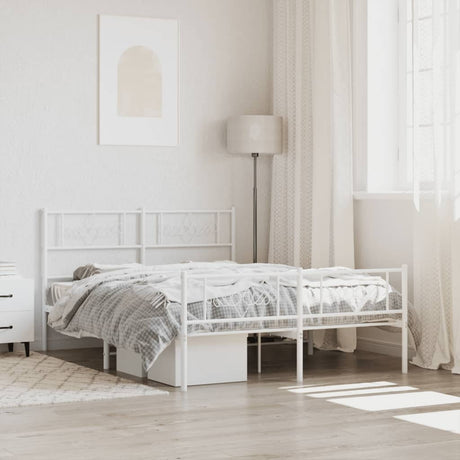 Vidaxl bedframe met hoofd- en voeteneinde metaal wit 120 x 190 cm