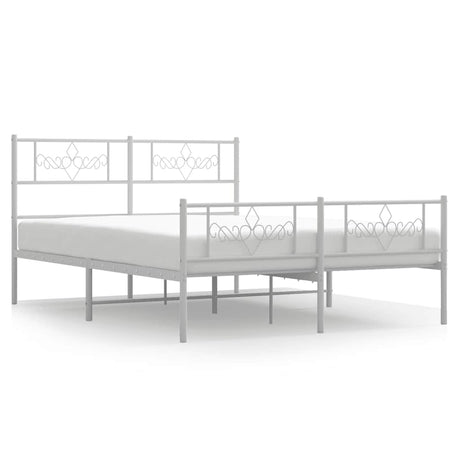Vidaxl bedframe met hoofd- en voeteneinde metaal wit 140x200 cm