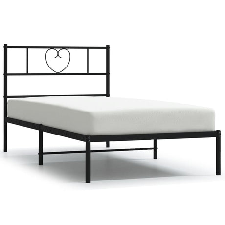 Vidaxl bedframe met hoofdbord metaal zwart 90x190 cm