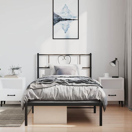 Vidaxl bedframe met hoofdbord metaal zwart 100x200 cm