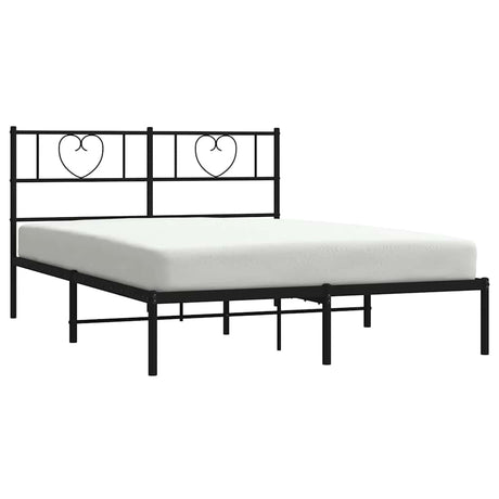 Vidaxl bedframe met hoofdbord metaal zwart 135x190 cm