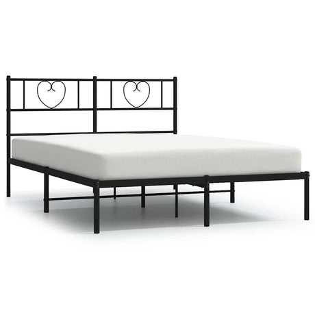 Vidaxl bedframe met hoofdbord metaal zwart 150x200 cm