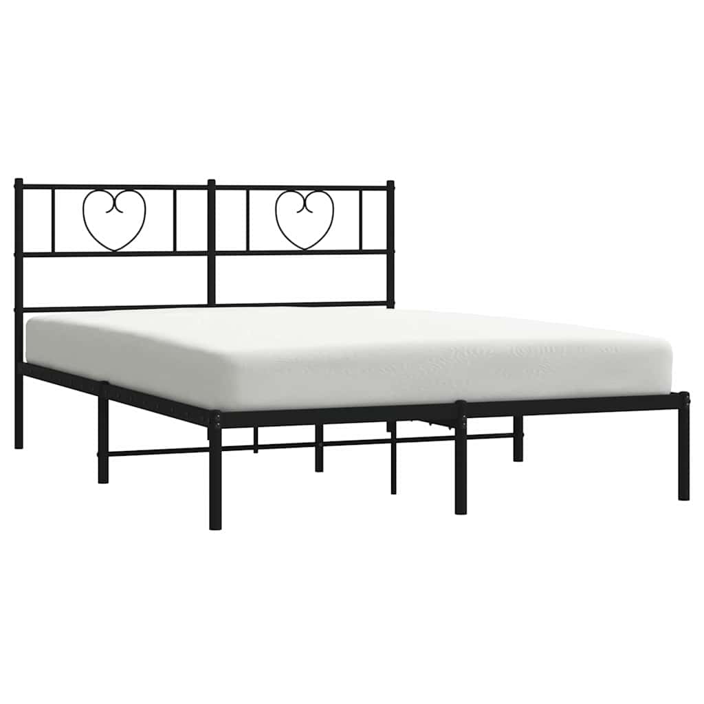 Vidaxl bedframe met hoofdbord metaal zwart 150x200 cm