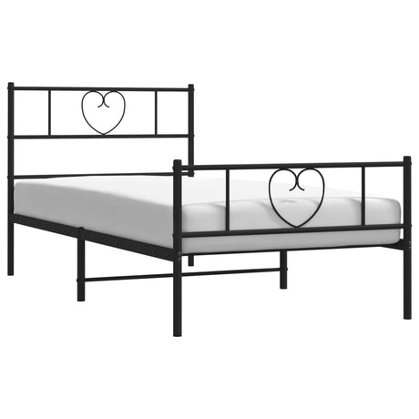 Vidaxl bedframe met hoofd- en voeteneinde metaal zwart 75x190 cm