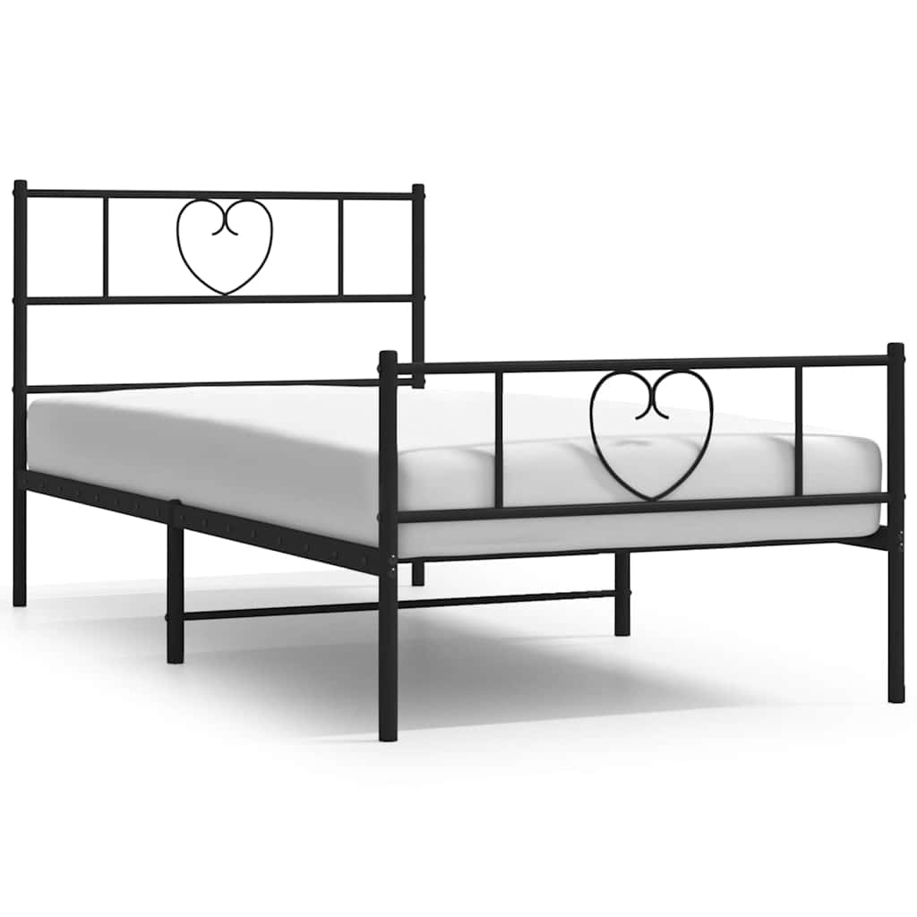 Vidaxl bedframe met hoofd- en voeteneinde metaal zwart 100x200 cm