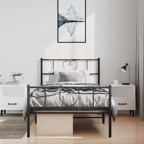 Vidaxl bedframe met hoofd- en voeteneinde metaal zwart 100x200 cm