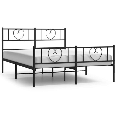 Vidaxl bedframe met hoofd- en voeteneinde metaal zwart 135x190 cm
