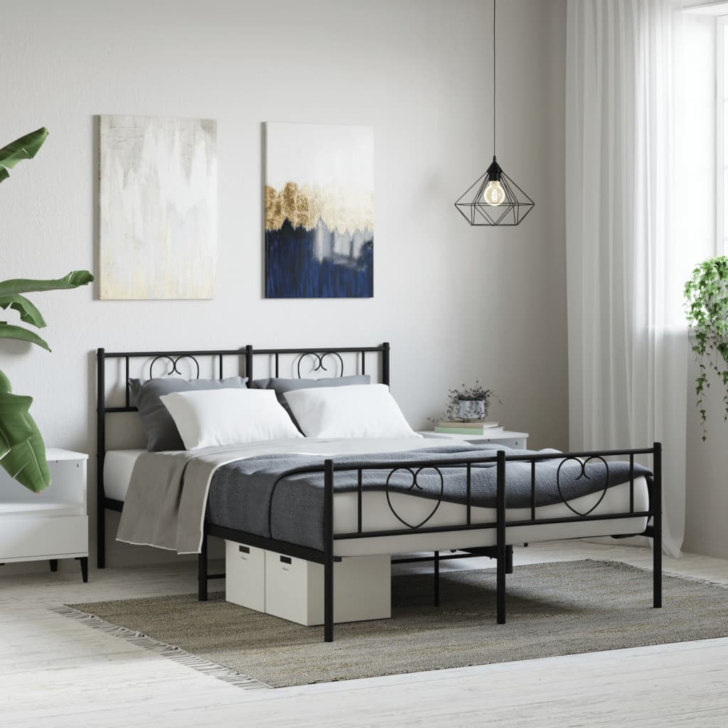 Vidaxl bedframe met voetbord zonder matras metaal zwart 160x200 cm