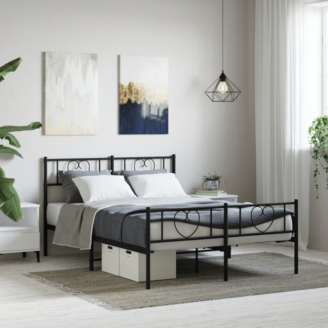 Vidaxl bedframe met voetbord zonder matras metaal zwart 160x200 cm