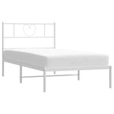 Vidaxl bedframe met hoofdbord metaal wit 80x200 cm