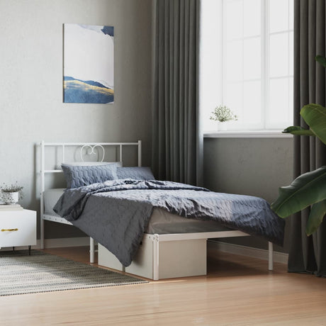 Vidaxl bedframe met hoofdbord metaal wit 80x200 cm