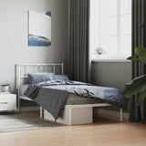 Vidaxl bedframe met hoofdbord metaal wit 107x203 cm