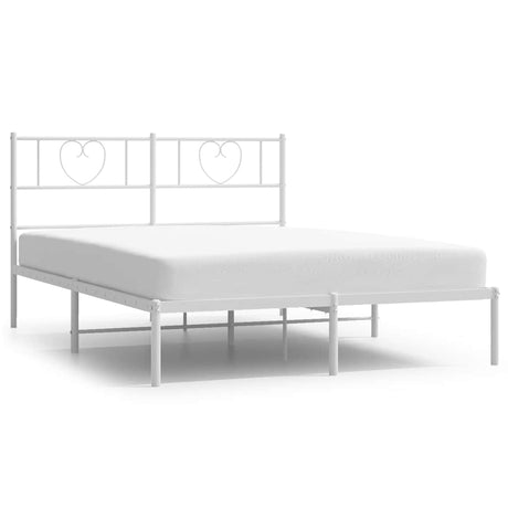 Vidaxl bedframe met hoofdbord metaal wit 135x190 cm