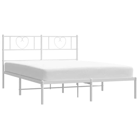 Vidaxl bedframe met hoofdbord metaal wit 135x190 cm