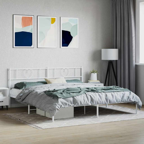 Vidaxl bedframe met hoofdbord metaal wit 180x200 cm