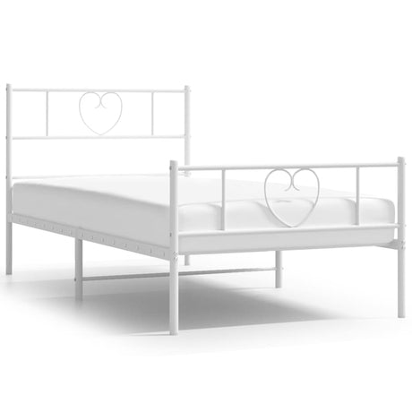 Vidaxl bedframe met hoofd- en voeteneinde metaal wit 80x200 cm