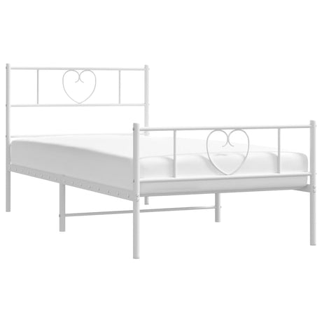 Vidaxl bedframe met hoofd- en voeteneinde metaal wit 80x200 cm