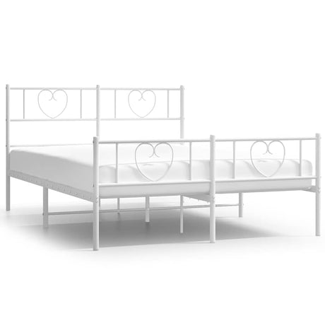 Vidaxl bedframe met hoofd- en voeteneinde metaal wit 135x190 cm