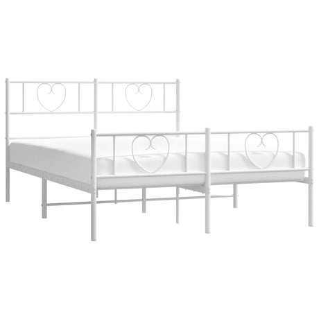 Vidaxl bedframe met hoofd- en voeteneinde metaal wit 140x200 cm
