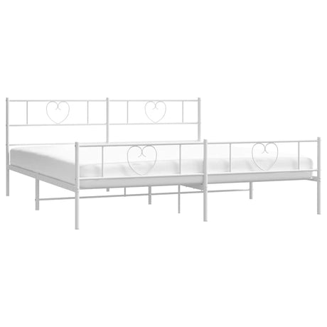 Vidaxl bedframe met hoofd- en voeteneinde metaal wit 193x203 cm