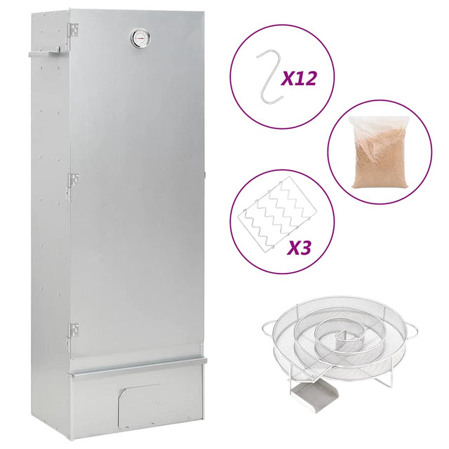 Vidaxl bbq-rookoven met koude rookgenerator gegalvaniseerd staal