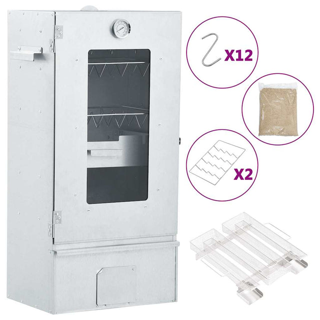 Vidaxl bbq-rookoven met koude rookgenerator gegalvaniseerd staal