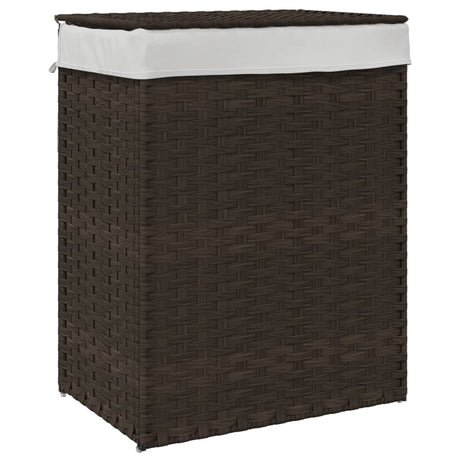 Vidaxl Waschkorb mit Deckel 46x33x60 cm Poly Rattan Dunkelbraun