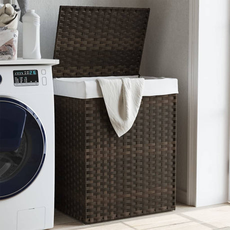 Vidaxl Waschkorb mit Deckel 46x33x60 cm Poly Rattan Dunkelbraun