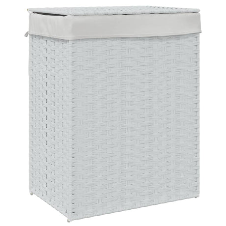 Vidaxl Waschkorb mit Deckel 46x33x60 cm Poly Rattan Weiß