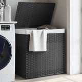 Vidaxl -Waschkorb mit 2 Fächern 53x35x57 cm Poly Rattan Grau