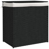 Vidaxl Waschkorb mit 2 Fächern 53x35x57 cm Poly Rattan Schwarz