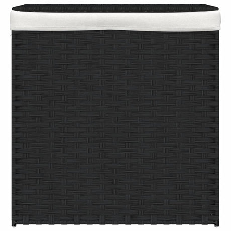 Vidaxl Waschkorb mit 2 Fächern 53x35x57 cm Poly Rattan Schwarz