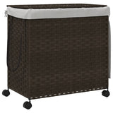 Vidaxl Waschkorb auf Rädern 60x35x60,5 cm Rattan Dunkelbraun