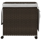 Vidaxl Waschkorb auf Rädern 60x35x60,5 cm Rattan Dunkelbraun