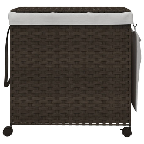 Vidaxl Waschkorb auf Rädern 60x35x60,5 cm Rattan Dunkelbraun