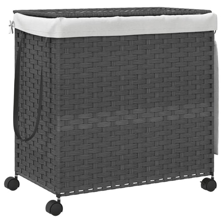 Vidaxl Waschkorb auf Rädern 60x35x60,5 cm Rattan Gray