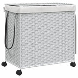 Vidaxl Waschkorb auf Rädern 60x35x60,5 cm Rattan Weiß
