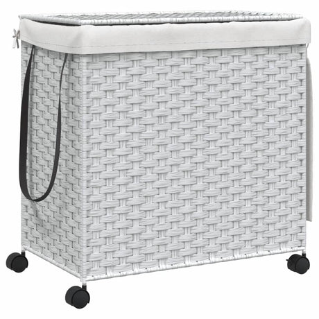 Vidaxl Waschkorb auf Rädern 60x35x60,5 cm Rattan Weiß