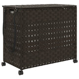Vidaxl Waschkorb auf Rädern 66x35x60 cm Rattan dunkelbraun