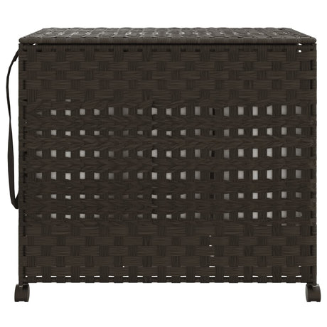 Vidaxl Waschkorb auf Rädern 66x35x60 cm Rattan dunkelbraun